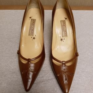 JIMMY CHOO eyelet leather pumps